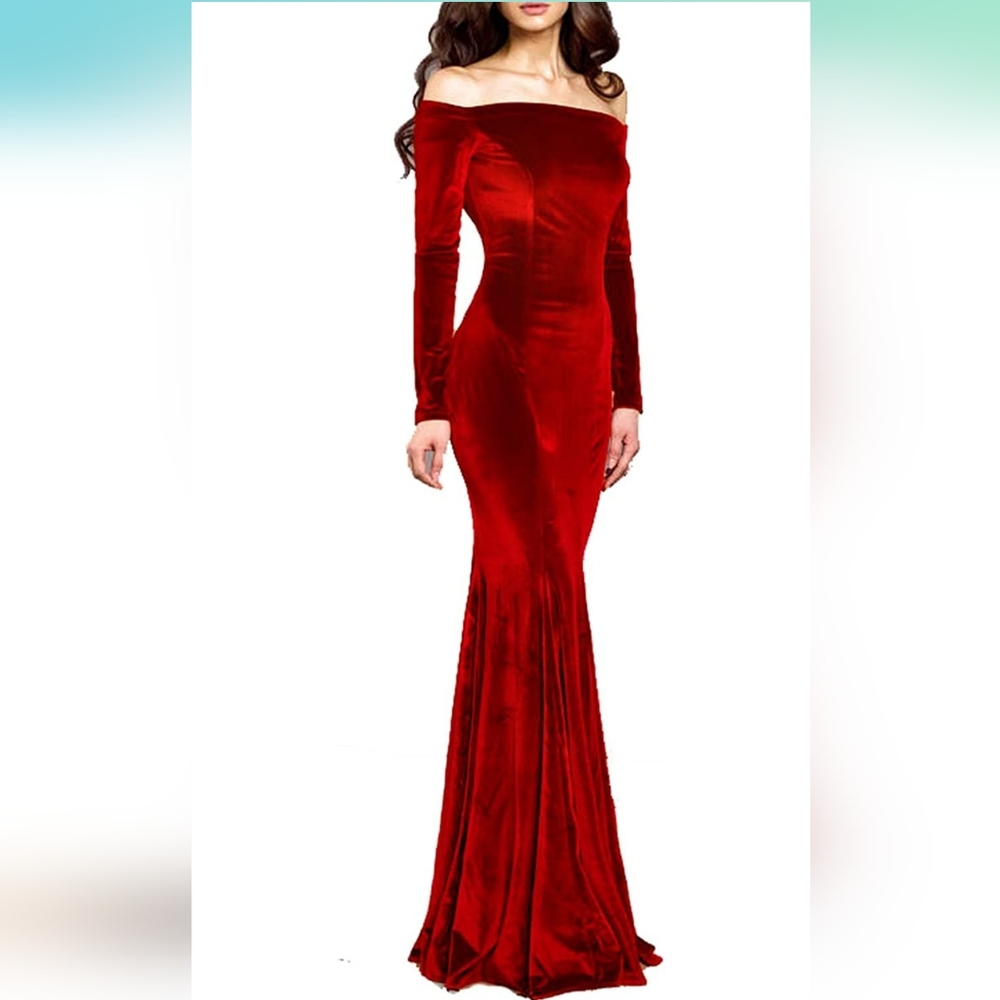 Off the Shoulder Velvet Mermaid Dress